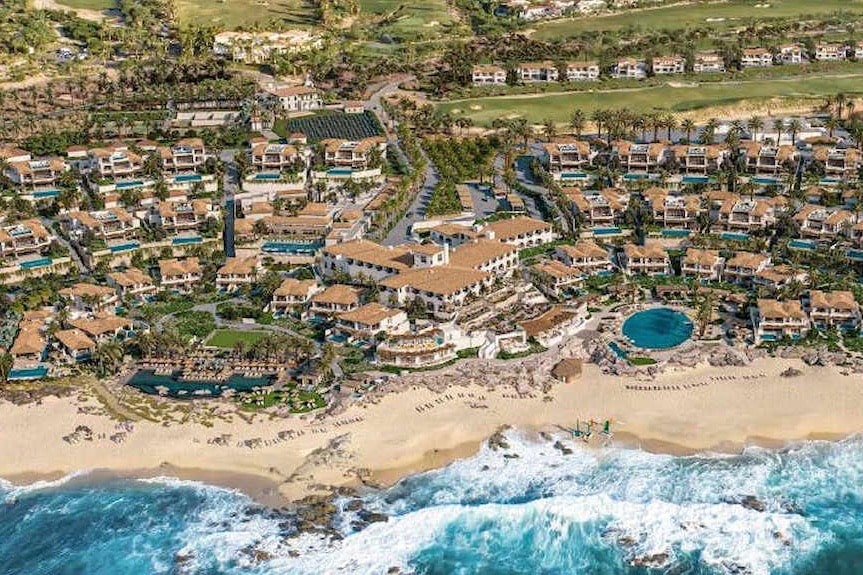 A drone view of the Four Seasons in Cabo