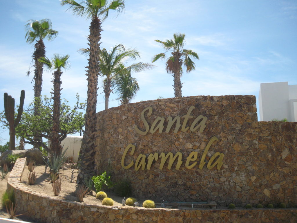The Santa Carmela entrance sign