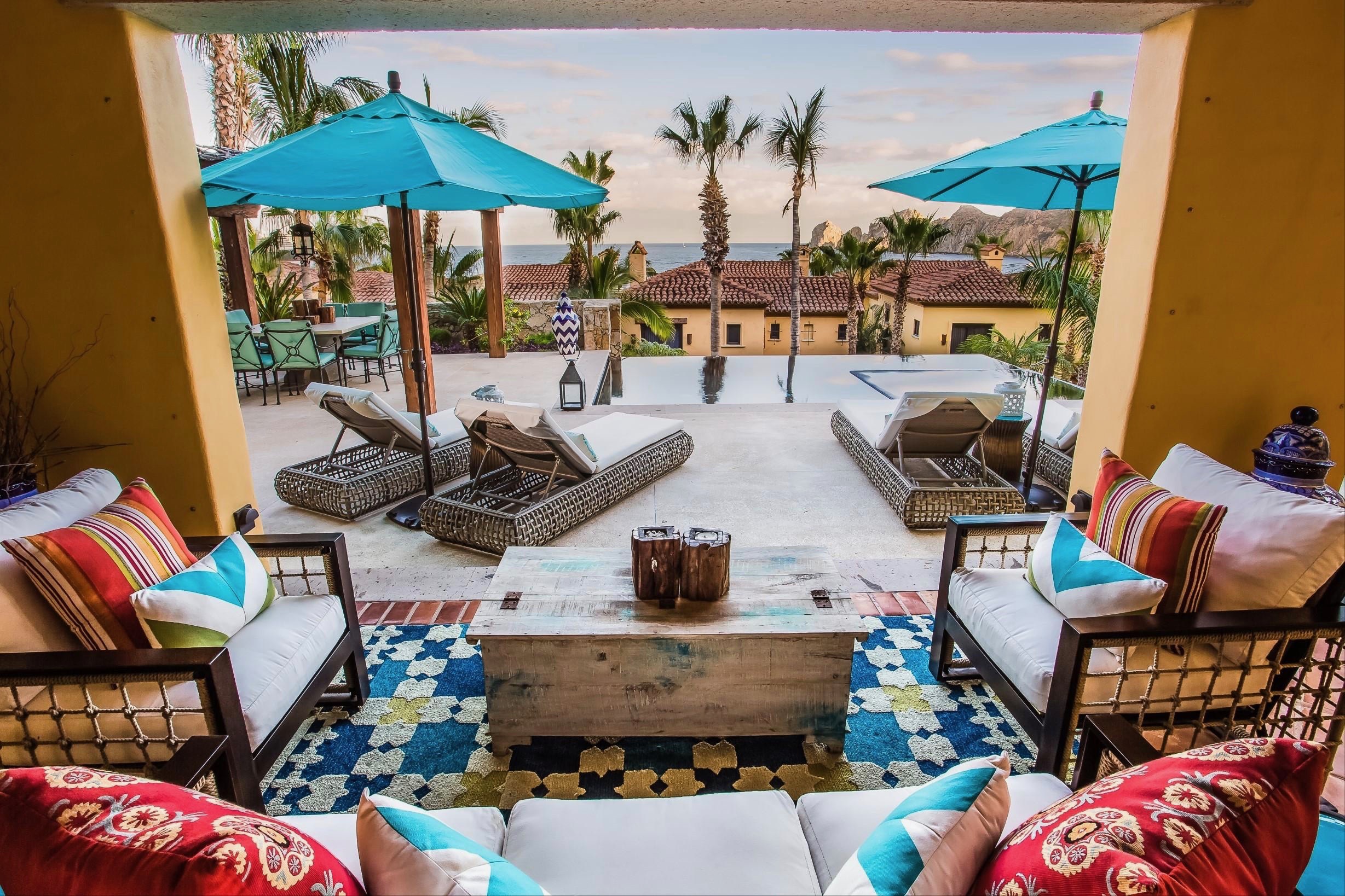 A view of the pool in a veranda unit at Hacienda